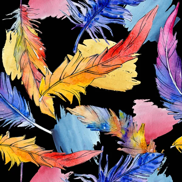 Ακουαρέλα πουλί φτερό μοτίβο από φτερό. — Φωτογραφία Αρχείου