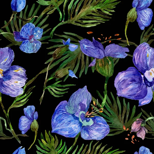 Kır çiçeği orkide çiçek deseni suluboya tarzında.