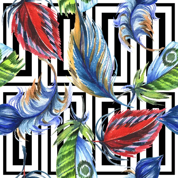 Suluboya kuş tüyü desen Wing.