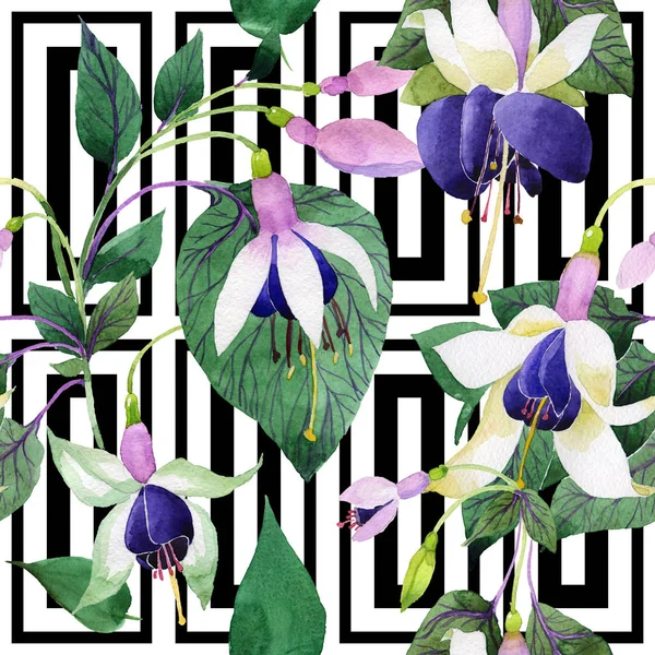 Kır çiçeği fuşya çiçek deseni suluboya tarzında.