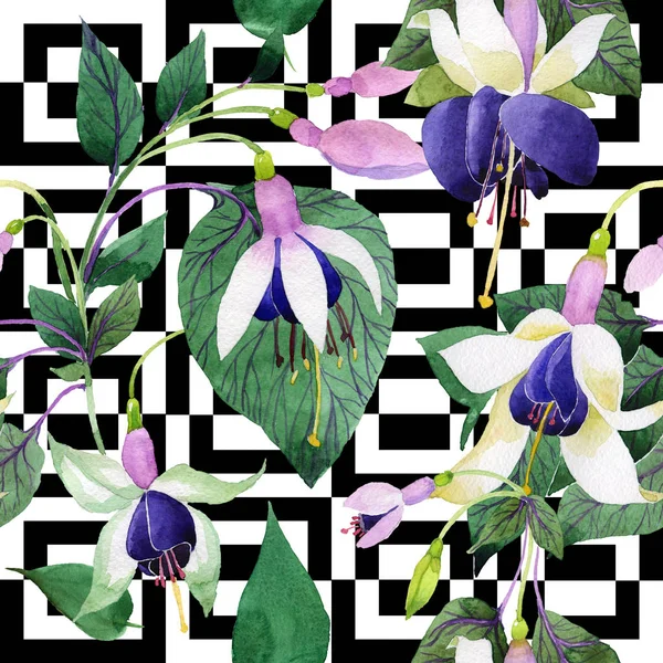 Kır çiçeği fuşya çiçek deseni suluboya tarzında.