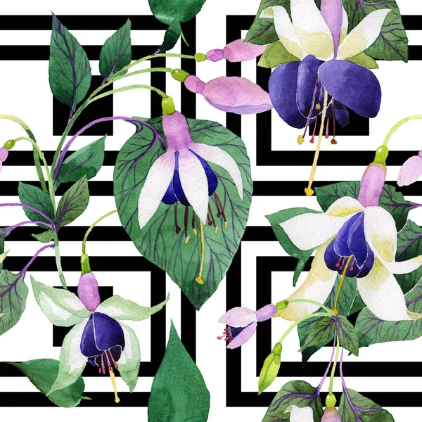 Kır çiçeği fuşya çiçek deseni suluboya tarzında.