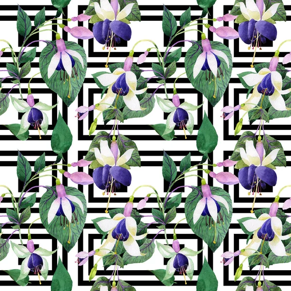 Kır çiçeği fuşya çiçek deseni suluboya tarzında.