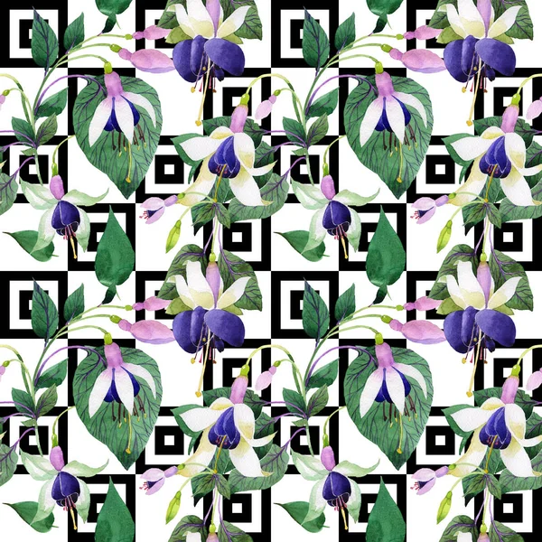 Kır çiçeği fuşya çiçek deseni suluboya tarzında.