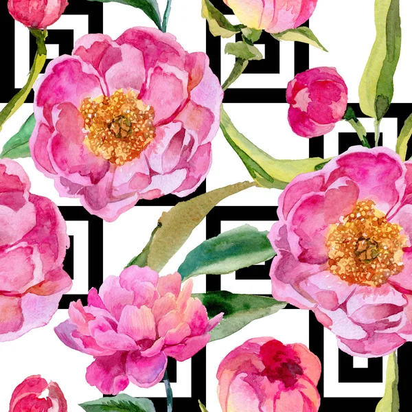 Pivoines sauvages motif de fleurs dans un style aquarelle . — Photo