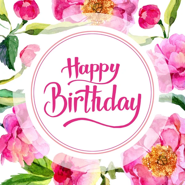 Kır çiçeği peonies çiçek çerçeve suluboya tarzında.