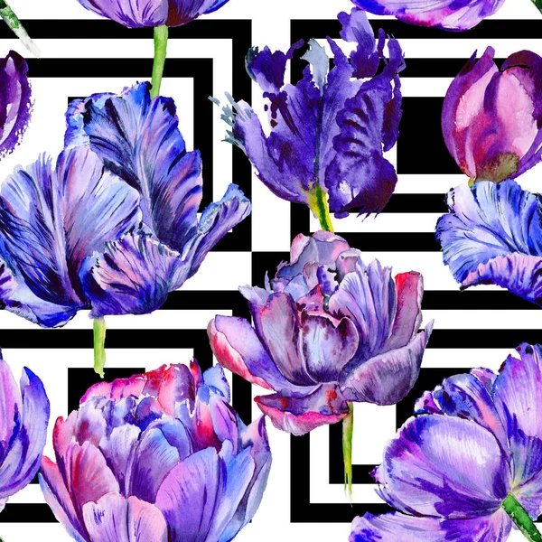 Wildflower tulip flower pattern in a watercolor style.