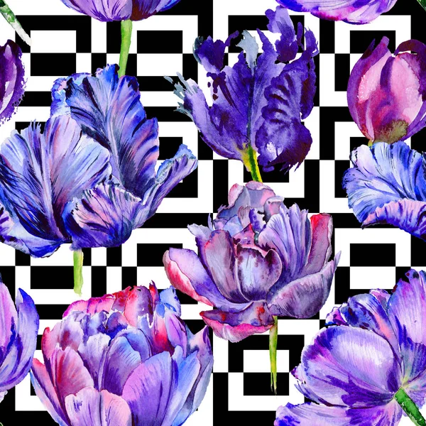 Wildflower tulip flower pattern in a watercolor style.