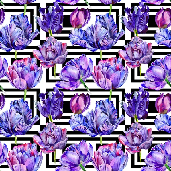 Kır çiçeği Lale çiçek deseni suluboya tarzında.