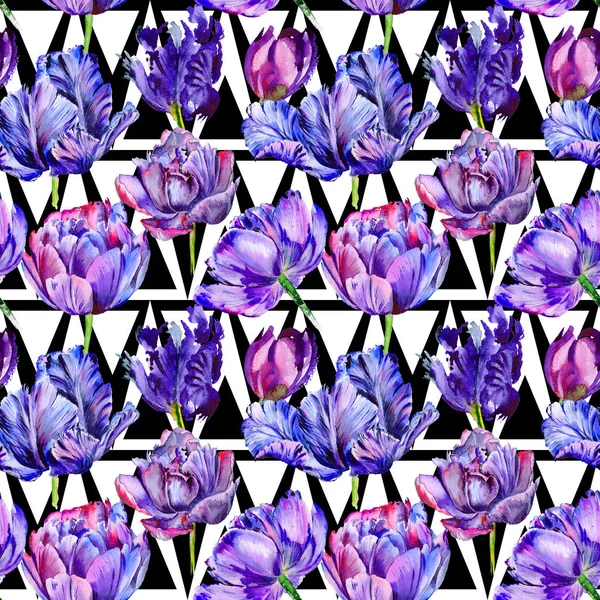 Wildflower tulip flower pattern in a watercolor style.