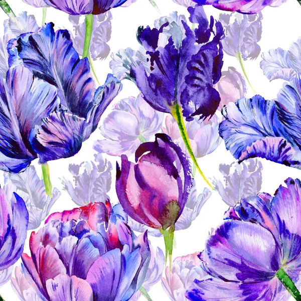 Wildflower tulip flower pattern in a watercolor style.