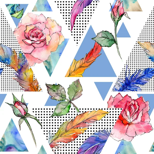 Suluboya kuş tüyü desen Wing.