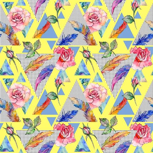 Suluboya kuş tüyü desen Wing.