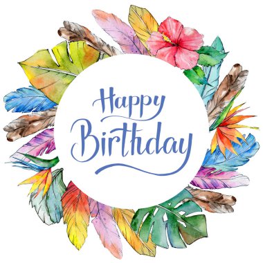 Suluboya kuş kanat tüy çerçevesinden.