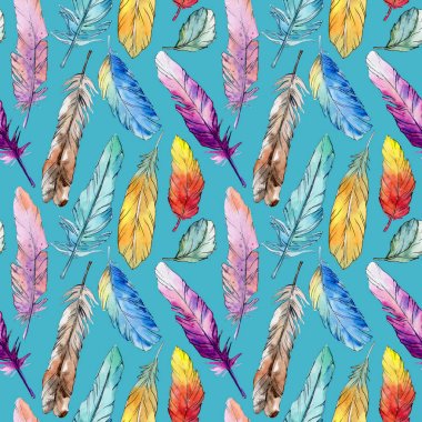 Suluboya kuş tüyü desen Wing.