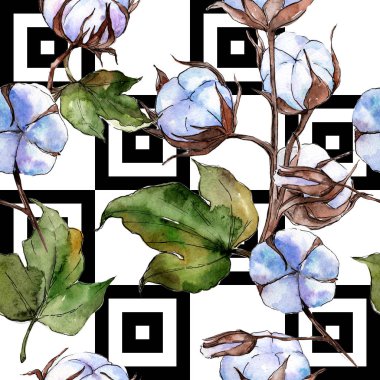 Kır çiçeği pamuk çiçek deseni suluboya tarzında.