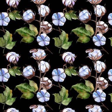 Kır çiçeği pamuk çiçek deseni suluboya tarzında.