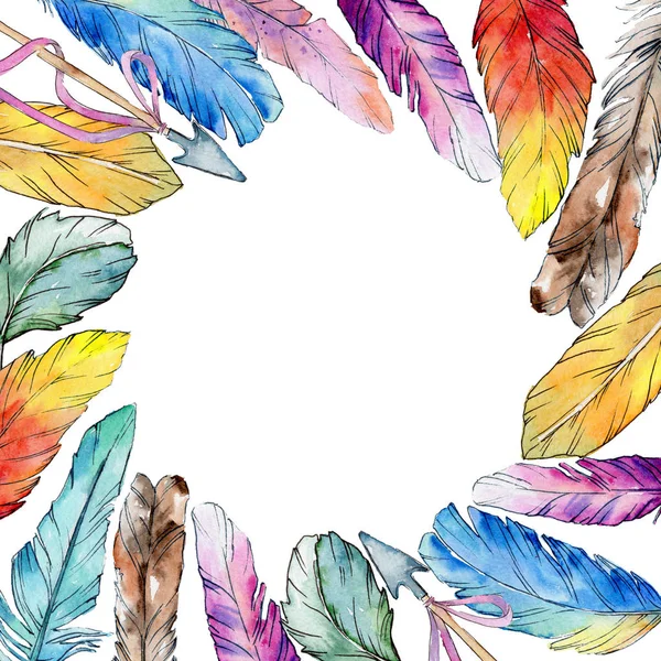 Suluboya kuş kanat tüy çerçevesinden.