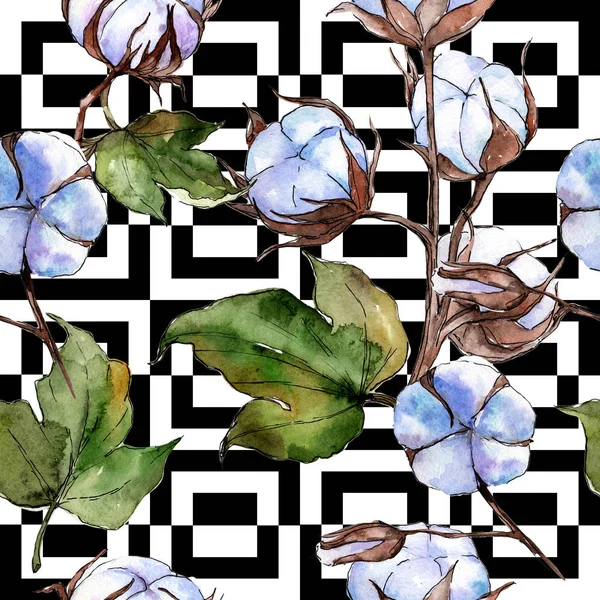 Kır çiçeği pamuk çiçek deseni suluboya tarzında.