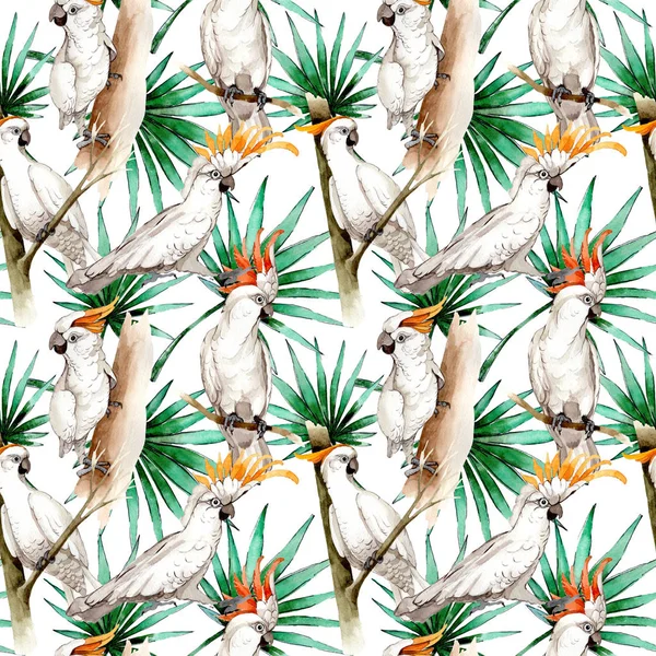 Gökyüzü kuş beyaz Amerika papağanı desende bir yaban hayatı suluboya stili tarafından.