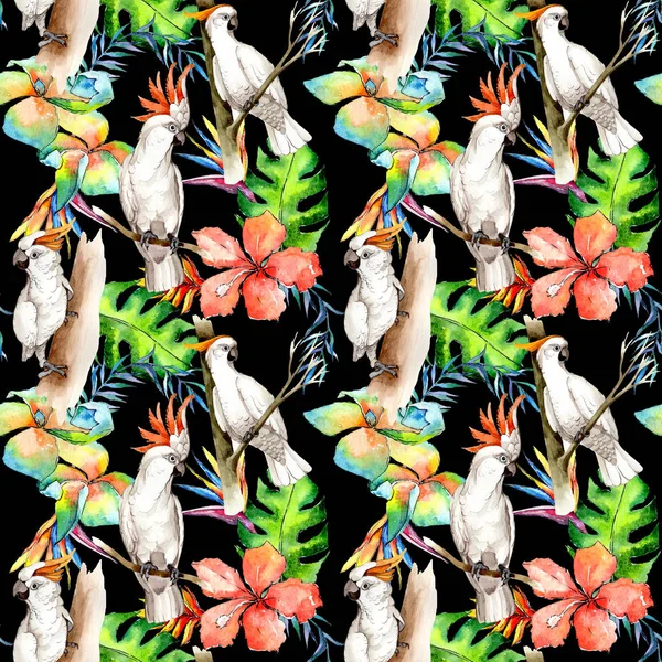 Gökyüzü kuş beyaz Amerika papağanı desende bir yaban hayatı suluboya stili tarafından.