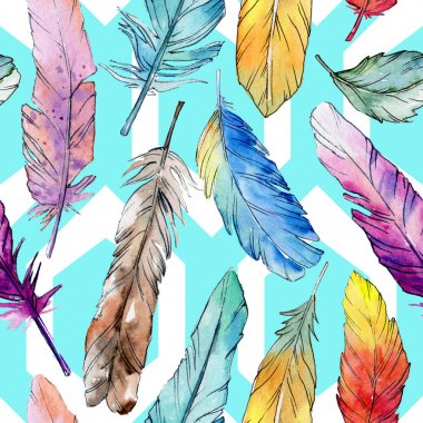 Suluboya kuş tüyü desen Wing.