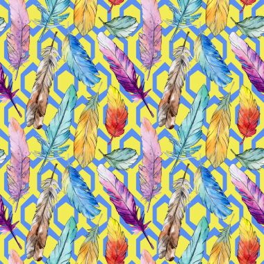 Suluboya kuş tüyü desen Wing.