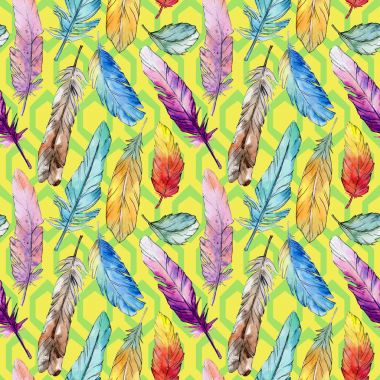 Suluboya kuş tüyü desen Wing.