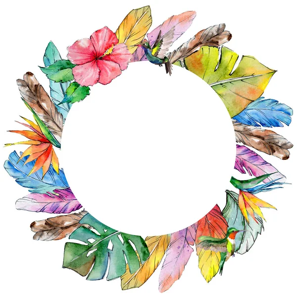 Suluboya kuş kanat tüy çerçevesinden.