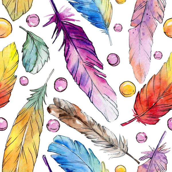 Watercolor bird feather pattern from wing. — Stock Photo, Image