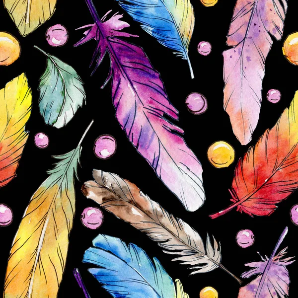 Watercolor bird feather pattern from wing. — Stock Photo, Image