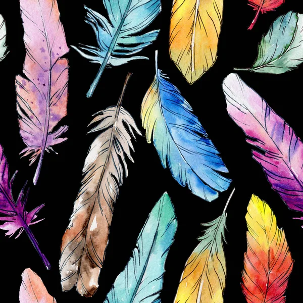 Watercolor bird feather pattern from wing. — Stock Photo, Image