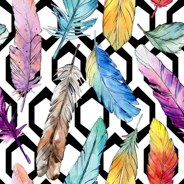 Suluboya kuş tüyü desen Wing.