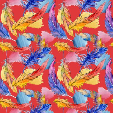 Suluboya kuş tüyü desen Wing.