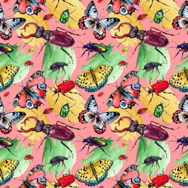 Egzotik böceği vahşi böcek izole bir suluboya tarzında.