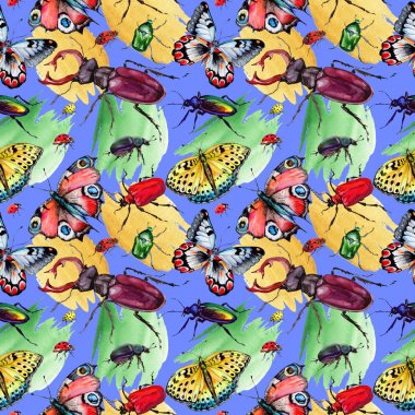 Egzotik böceği vahşi böcek izole bir suluboya tarzında.