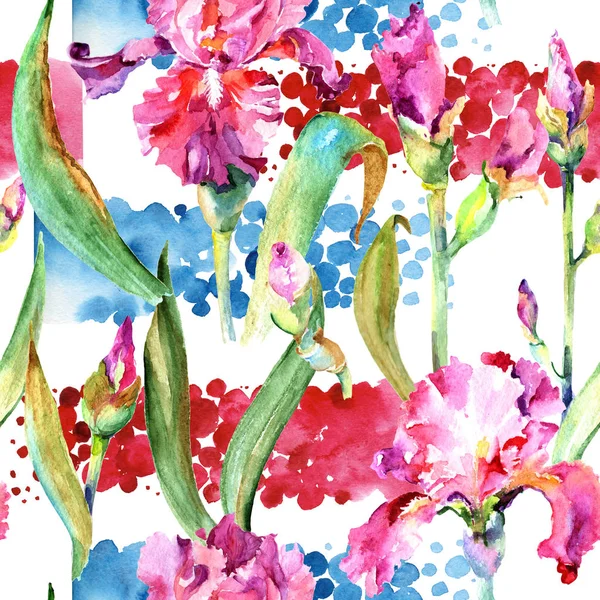 Цветочный узор радужной оболочки в акварельном стиле . — стоковое фото