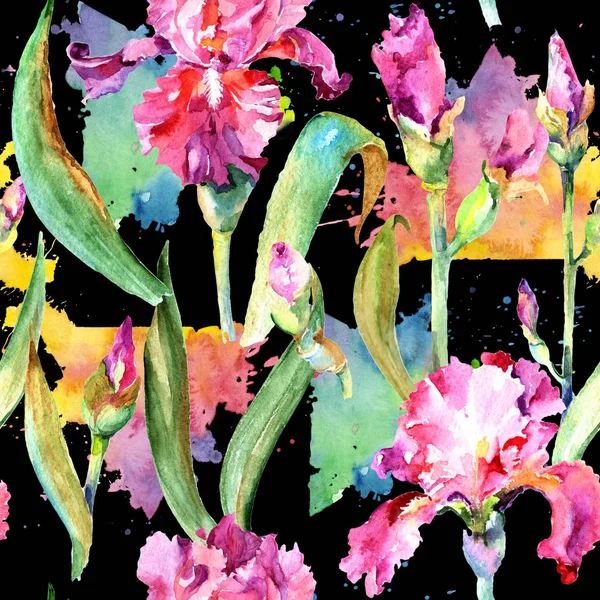 Wildflower iris květinový vzor ve stylu akvarelu. — Stock fotografie