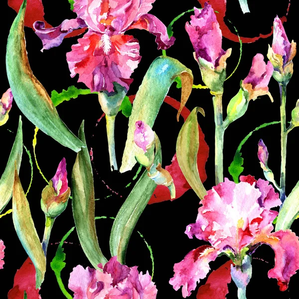 Modèle de fleur d'iris de fleur sauvage dans un style aquarelle . — Photo