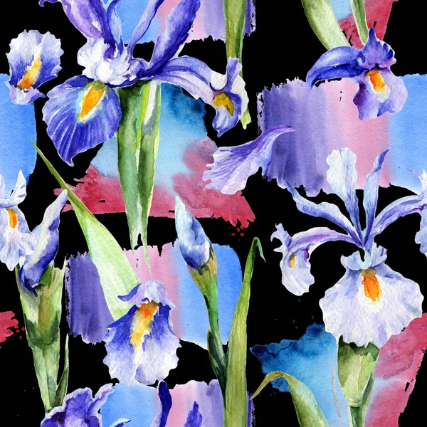 Wildflower iris květinový vzor ve stylu akvarelu. — Stock fotografie