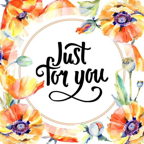 suluboya haşhaş çiçekli çerçeve