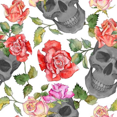 Kır çiçeği gül çiçek deseni suluboya tarzında.