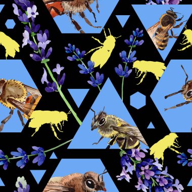 Egzotik arı vahşi böcek desen suluboya tarzında.