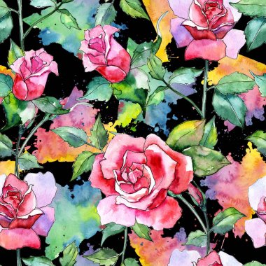 Kır çiçeği gül çiçek deseni suluboya tarzında.