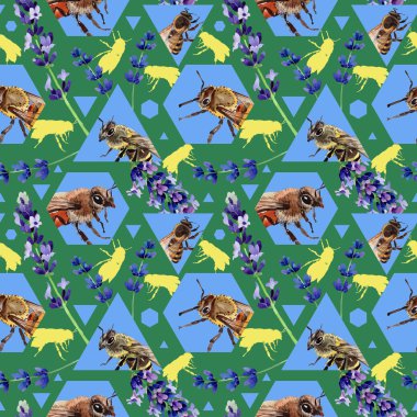 Egzotik arı vahşi böcek desen suluboya tarzında.