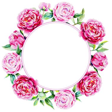 Kır çiçeği Şakayık çiçeği çerçeve suluboya tarzında.