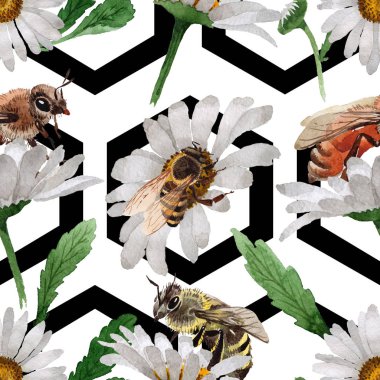 Egzotik arı vahşi böcek desen suluboya tarzında.