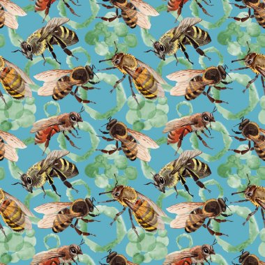 Egzotik arı vahşi böcek desen suluboya tarzında.