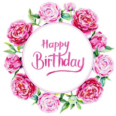 Kır çiçeği Şakayık çiçeği çerçeve suluboya tarzında.