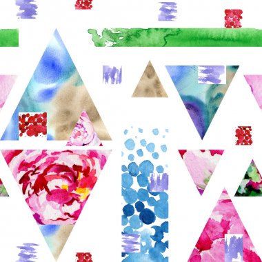 Kır çiçeği peony çiçek deseni suluboya tarzında.